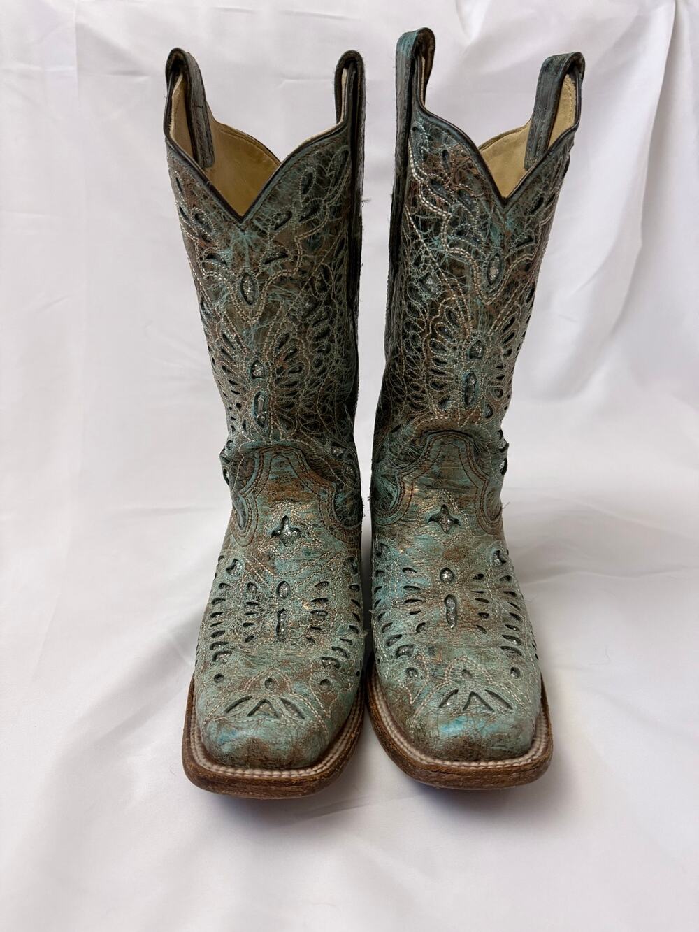 Corral A2955 Women’s Size 7 M Turquoise Square Toe Cowboy Boots